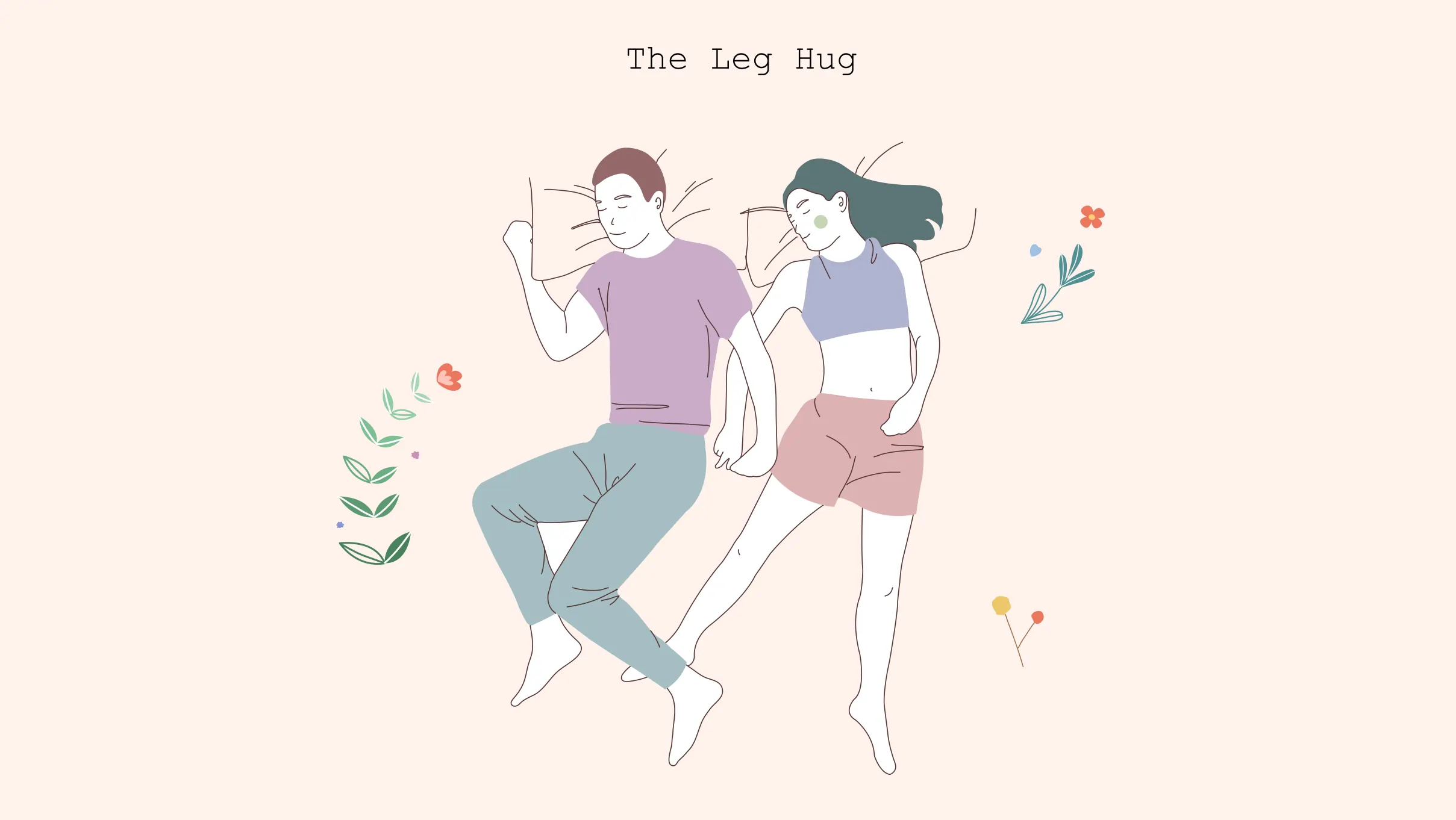 Couple sleeping in leg hug positions