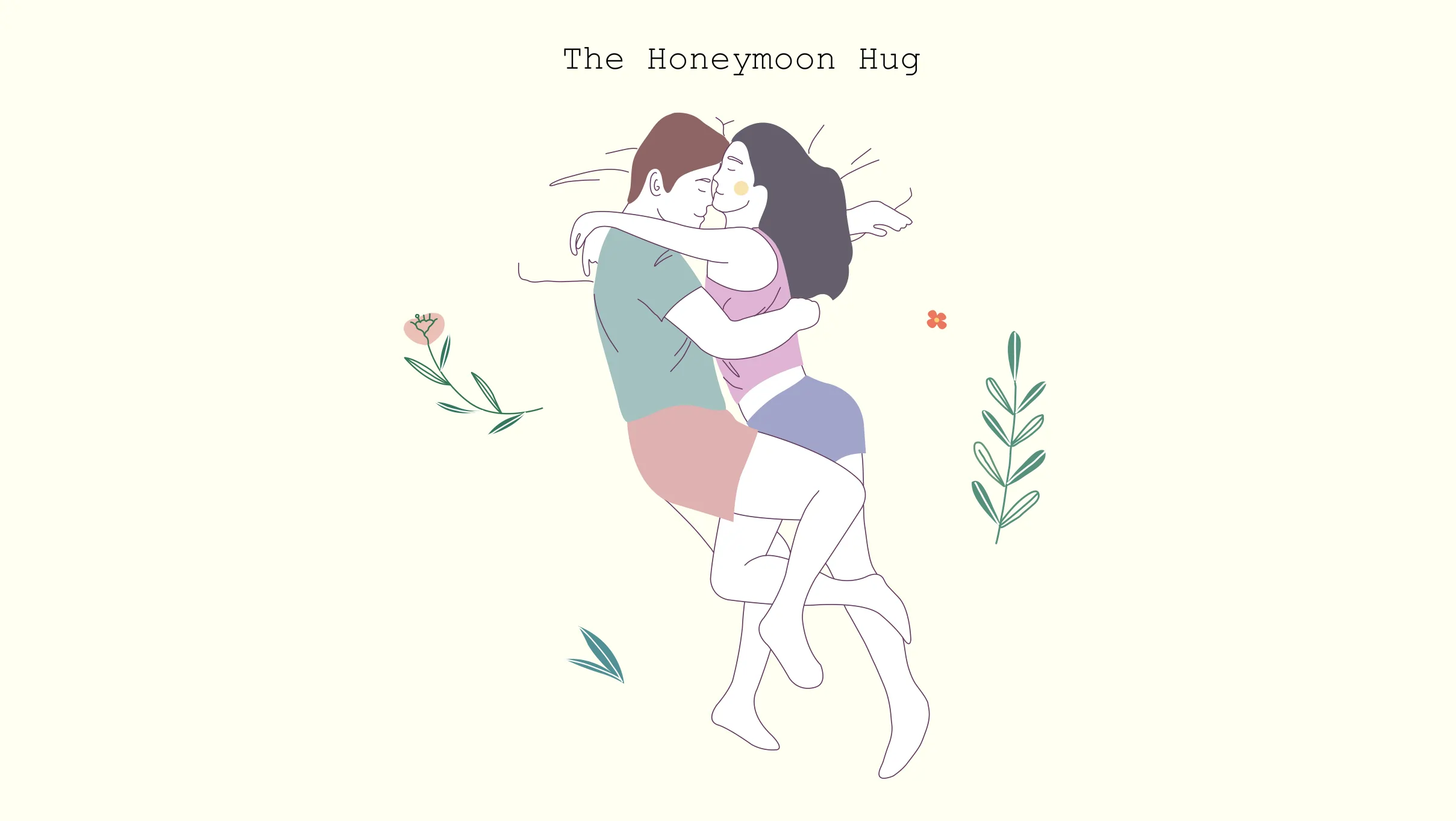 Couple sleeping in a "honeymoon hug" sleep position